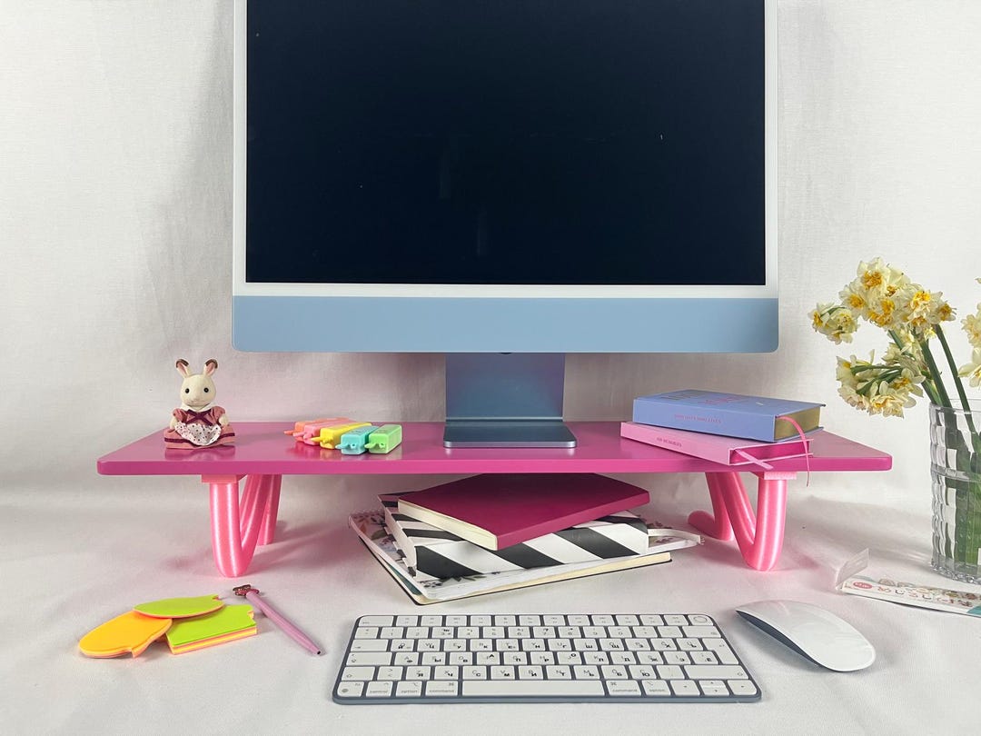 Pink Monitor Riser For Desk Dark Pink Monitor Stand Solid Mdf Desk Riser - Etsy