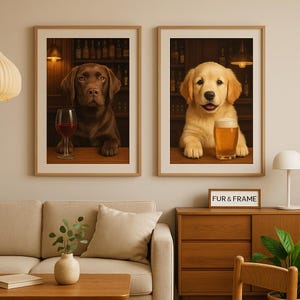 Barmen Dog Portrait, Custom Pet Art for Cocktail Lovers, Personalized Bartender Dog Gift, Unique Bar Decor, Unique Pet Art Gift for Dog Moms