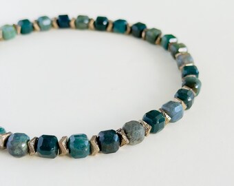 Moss Agate and Hematite Beaded Necklace