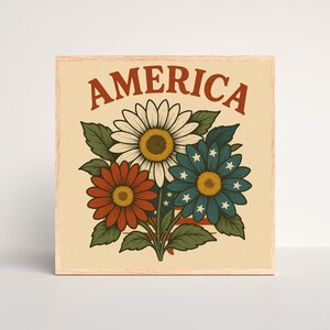 Vintage Patriotic Floral Wall Art – 4th of July Printable, Americana Decor, Instant Download