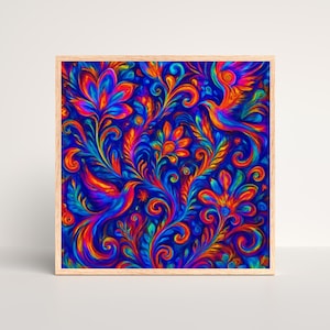Arte de parede floral maximalista: impressão abstrata brilhante para decoração de dopamina (download digital)