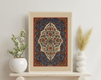 Vintage Persian Rug Print: Antique Tapestry Wall Art (Digital Download)