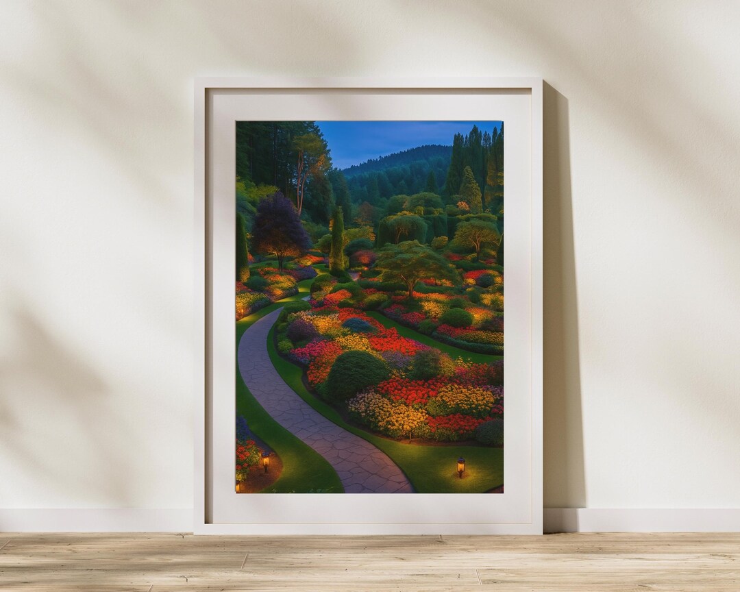 Botanical Garden Path Print: Vibrant Floral Landscape (PDF Download A2 ...