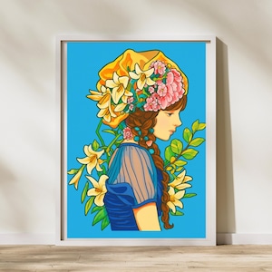 Dopamine Decor Wall Art, Modern Girly Flower Print, Colorful Retro Artwork, Vibrant Maximalist Wall Art, Eclectic Botanical Poster
