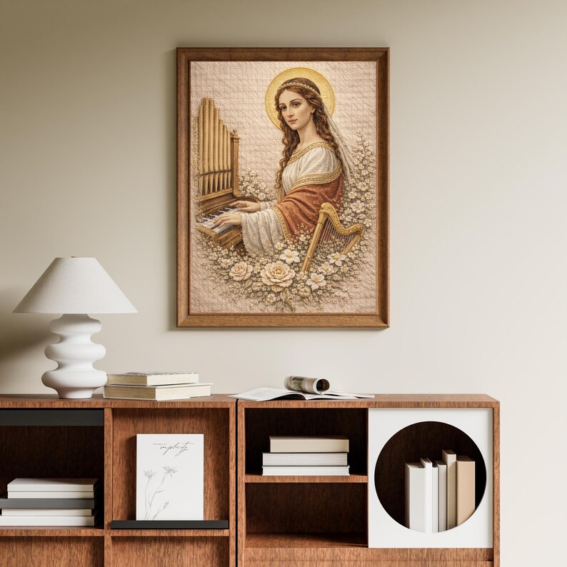 Saint Cecilia Textile Wall Art, Patron Saint Music Catholic Print ...