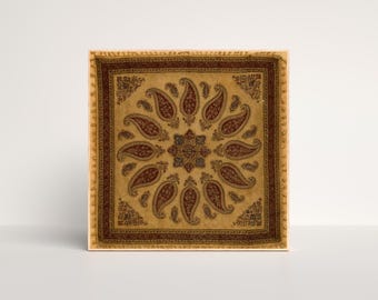 Vintage paisley-textielprint: boho oosterse muurkunst (digitale download)