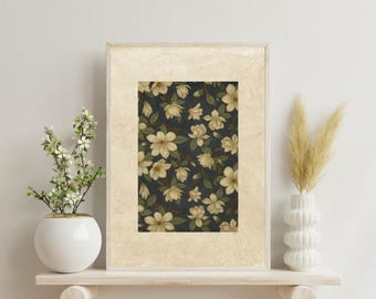 Vintage Floral Tapestry Print: Neutral Botanical Wall Art (Digital Download