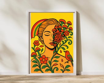 Pôster de Pop Art Psicodélico: Impressão Retro dos Anos 70 (Download Digital)