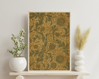 Antique Floral Tapestry Print: Vintage Textile Wall Art (Digital Download)