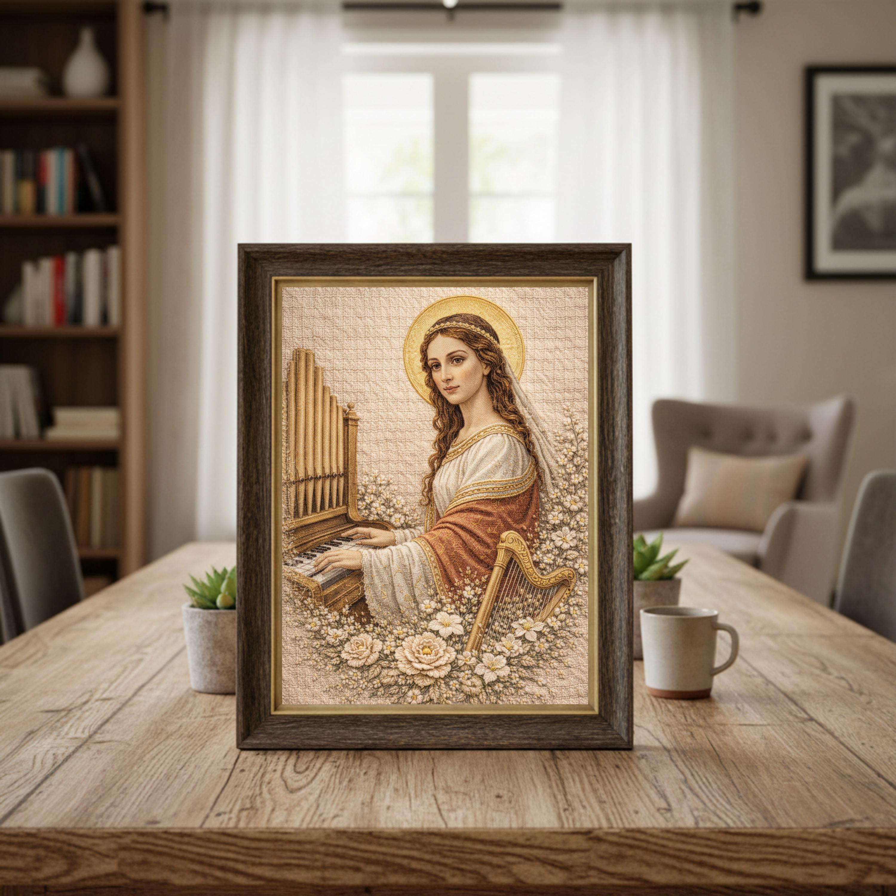 Saint Cecilia Textile Wall Art, Patron Saint Music Catholic Print ...