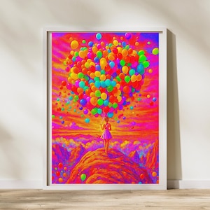 Maximalist Dopamine Decor Wall Art – Colorful Fun Retro Poster – Vibrant Rainbow Printable for Living Room & Home Office