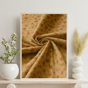Vintage Floral Textile Printable Art – Antique Tapestry Wall Art Download – Moody Fabric Texture Digital Print for Home Decor