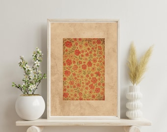Vintage Floral Tapestry Print: Rustic Textile Wall Art (Digital Download)