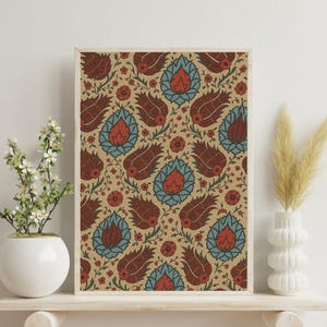Floral Tapestry Print: Vintage Textile Wall Art (Digital Download)