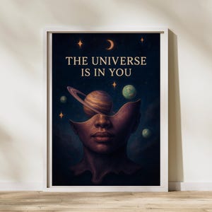 The Universe Is in You Poster, Cosmic Surreal Wall Art Print, Psychedelic Trippy Art, Retro Spiritual Galaxy Digital Download