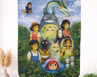 Anime Sherpa Fleece Blanket - Manga & Fantasy Japanese Character Sherpa Plush Throw Kawaii Decor Gift