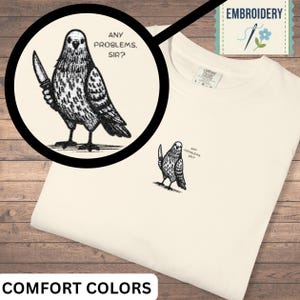 Embroidered Funny Pigeon Shirt - Chaotic Bird Meme Embroidery Tshirt, Sarcastic Bird-Lover Weirdcore Tee Gift
