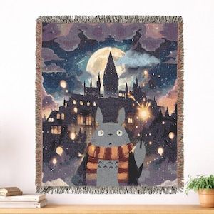 Studio Ghibli inspirierte Decke Totoro Tapisserie gewebte Baumwolle - Anime Charakter werfen Home Decor Geschenk