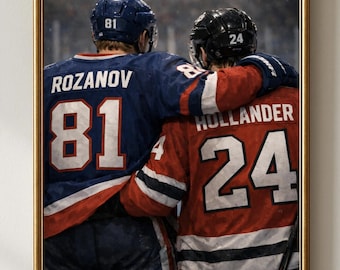 Ilya Rozanov and Shane Hollander Art Print, Heated Rivalry, Connor Storrie and Hudson Williams, MM Romance, Sports Ice Hockey