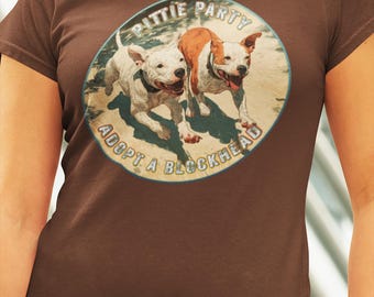 Pitbull Unisex Softstyle T-Shirt, Pitbull Rescue Tee, Blockhead Dog Love, Dog Lover Gift, Adopt Don't Shop Shirt, Green Bulldog Shirt Co