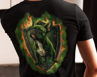 Men's French Bulldog T-Shirt, Men's Frenchie Tee, Green Bulldog Shirt Co., Cool French Bulldog Shirt, French Bulldog T-Shirt