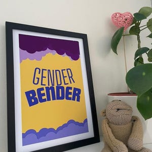 Nonbinary Pride Poster: Gender Bender They/Them Pronouns Art