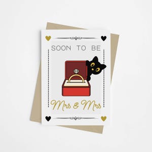 Carte future maman | de fiançailles lesbiennes | Félicitations pour mariage LGBTQ+ | Carte mignonne de proposition du même sexe | Célébration des deux mariées