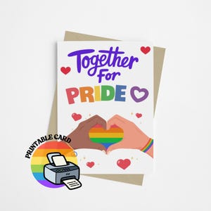 Carte de fierté à imprimer pour la fierté LGBTQ, carte de solidarité Rainbow Pride | Support pour gays, lesbiennes et bi, A5, téléchargement numérique