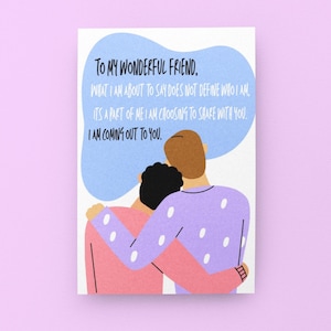 Tarjeta para salir del armario con amigos / Tarjeta LGBTQ+ para salir del armario / Tarjeta de apoyo a la amistad queer / Orgullo LGBTQ+ 2025