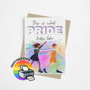 Printable Trans Pride Grußkarte | A5 Digitaler Download | Für LGBTQ+, Trans, GenderFluid - Unterstützen Sie Trans Rechte, schützen Sie die Puppen