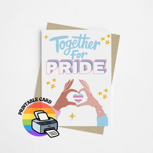 Druckbare Trans Pride Karte 2025 | Gemeinsam für Pride | LGBTQ+ Transgender Support & Solidarity Card | A5 Digitaler Download