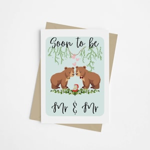 Carte Bientôt Mr & Mr | Carte de fiançailles gay pour deux mariés | Félicitations pour mariage LGBTQ+ | carte pour couples de même sexe | Noeud papillon mignon