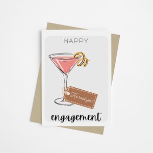Biglietto "Ha detto sì" / Biglietto di fidanzamento gay / Congratulazioni per matrimonio LGBTQ+ / Biglietto di proposta queer / Design del cocktail Cosmo / Felice fidanzamento