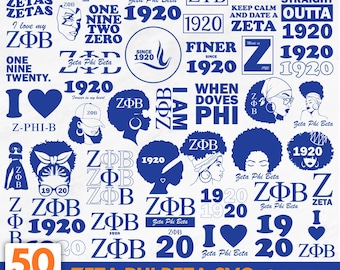 Zeta Phi Beta SVG | Sorority Greek Letters SVG | 1920 Zeta SVG | Blue White Sorority Design | Cricut Silhouette Cut File