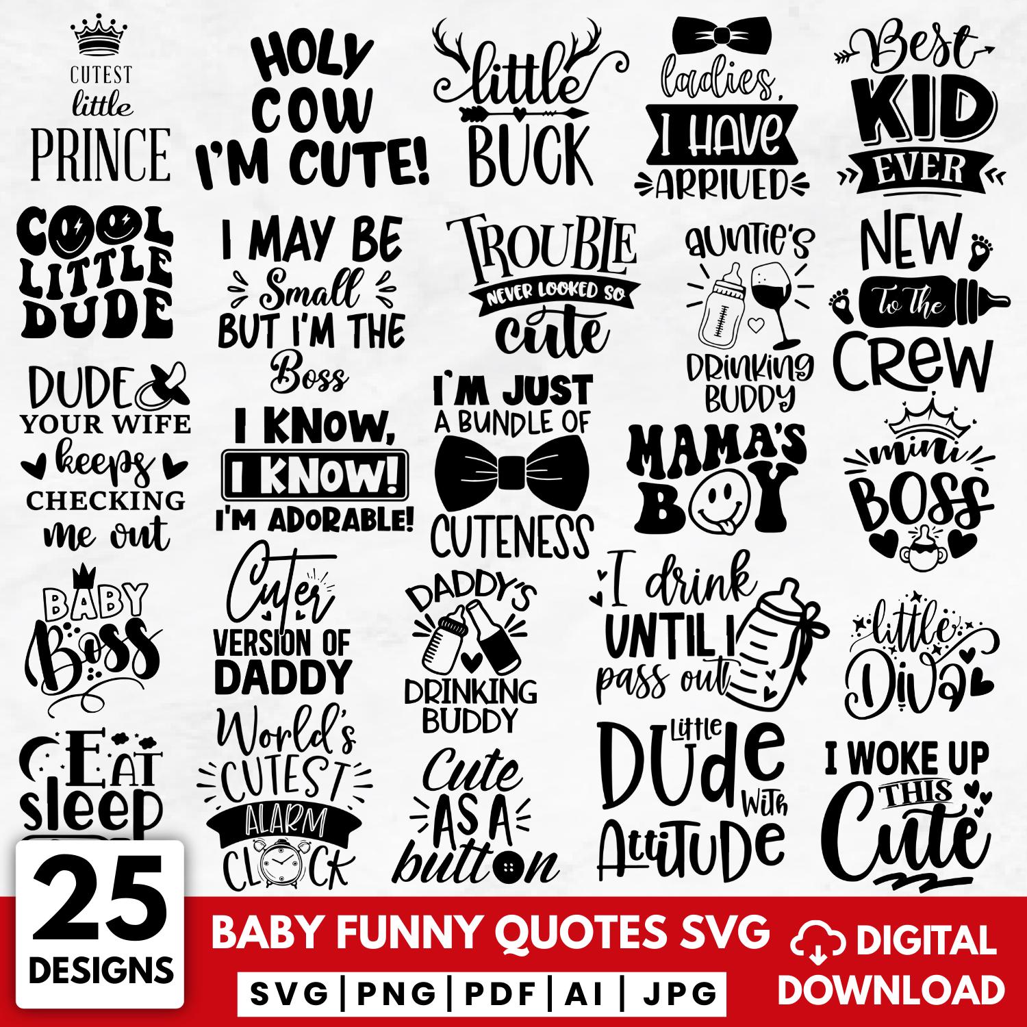 Funny Baby Quotes SVG Bundle | Onesie & Nursery Decor (digital Download ...