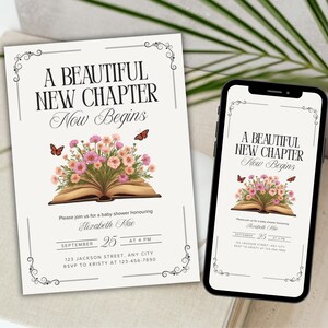 A New Chapter Begins Baby Shower Invitation Storybook Baby Shower Invitation Book Theme Baby Shower Invite Bookish Wildflower Baby Shower