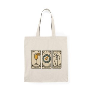 Lettura di tarocchi, il brunch sarà la mia morte. Borsa tote, colore naturale, divertente, strega, lettura di tarocchi, mimose, brunch senza fondo.