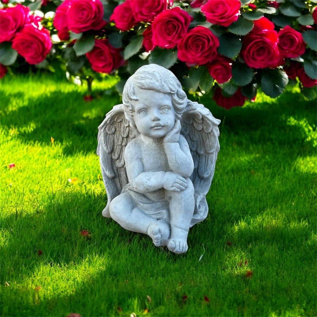 Precious Cherub Cement Sculpture Outdoor Angel Statue Detailed Cherub ...