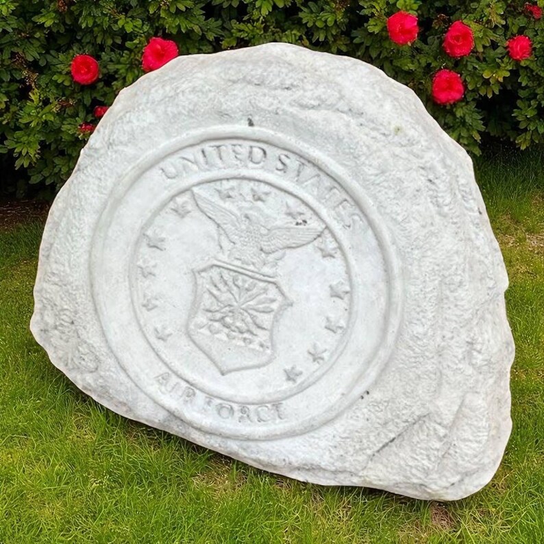 Air Force Rocks Concrete Air Force Rock Sculpture Cement Garden Figurine Fallen Soldier ...