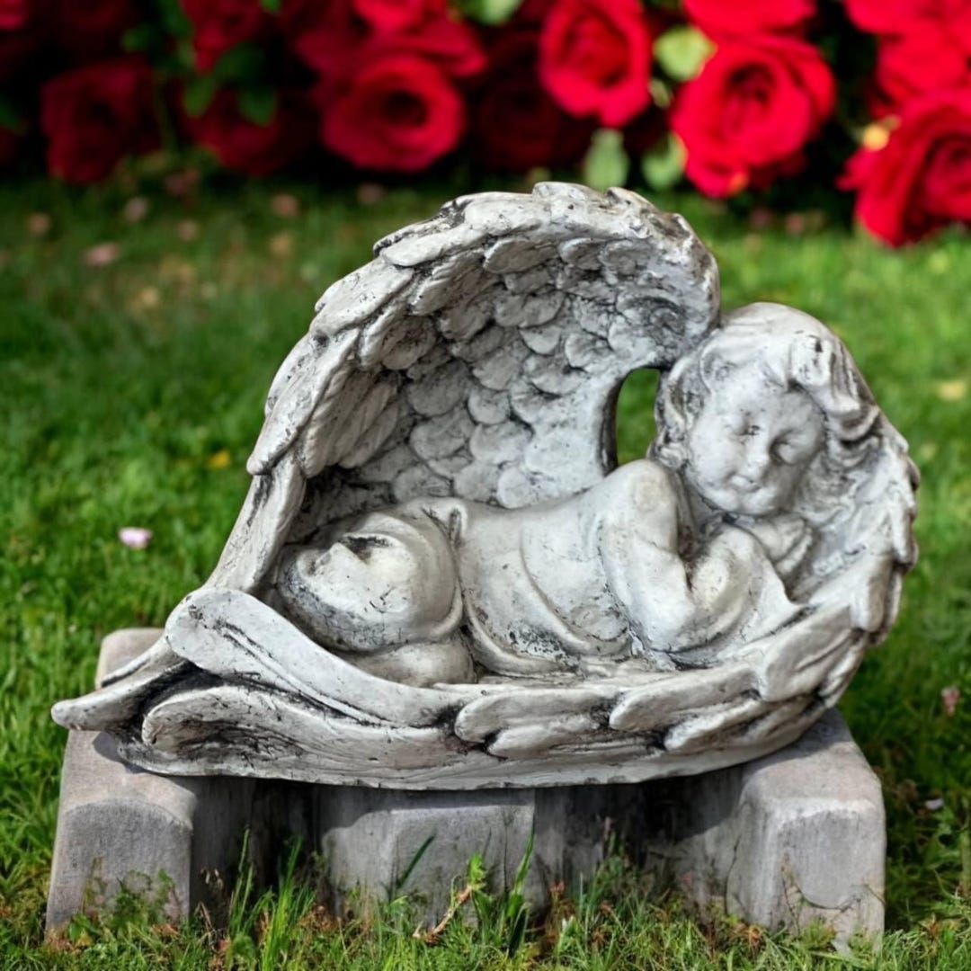 Angel Sleeping Statue Religious Style Sculpture Concrete Baby Cherub ...
