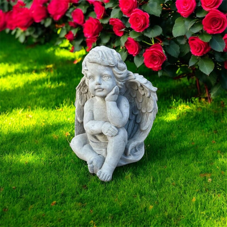 Precious Cherub Cement Sculpture Outdoor Angel Statue Detailed Cherub ...