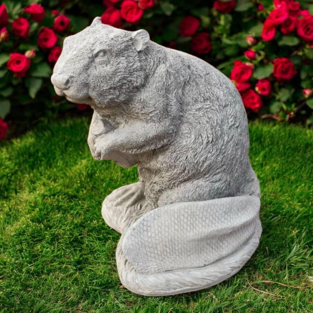 Beaver Figure Detailed Lake Animal Sculpture Outdoor Cement Decoration ...