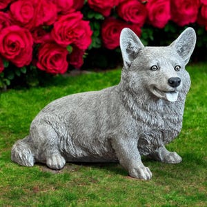 Corgi Dog Figure Detailed Corgi Memorial Statue Pet Grave Marker Dogs Lovers Gift Sculpture  Backyard or Patio Decor Painted Corgi Art 13&quot;H