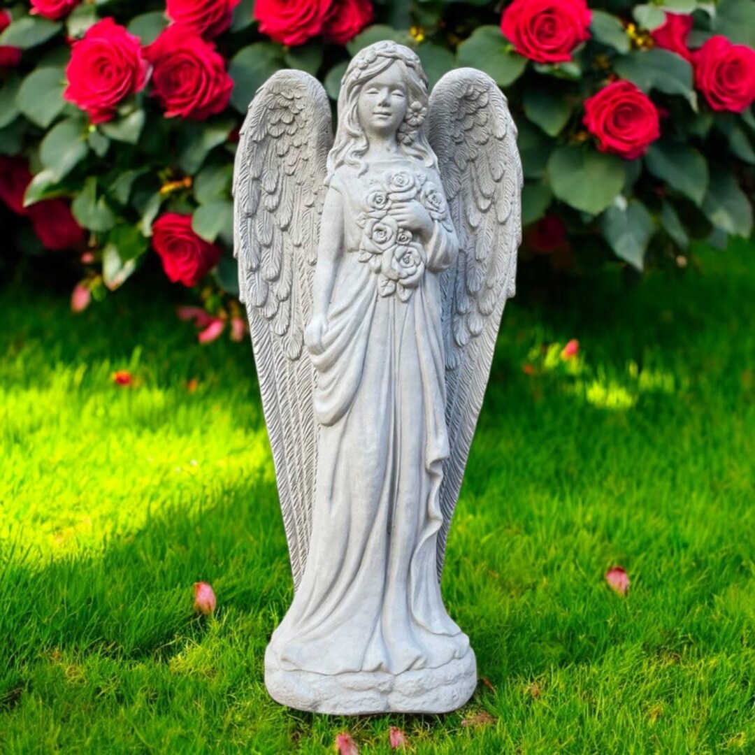 Angel Girl Sculpture Concrete Memorial Art Church Stone Decoration ...
