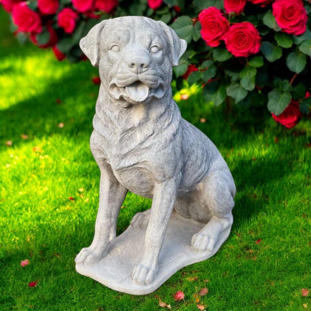 Extra Large Rottweiler Dog Figure Concrete Rottweiler Sitting on Base ...