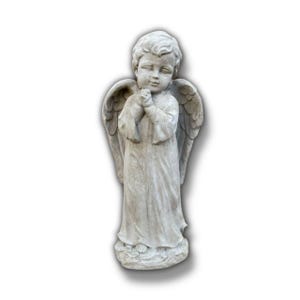 Standing Angel Figure Boy With Wings Statue Concrete Garden Patio Decor Cement Backyard Art Religious Style Sculpture Cherub Memorial 13"H image 11