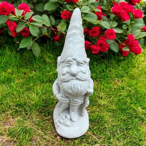 Hiking Gnome Statue Standing Troll Sculpture Cement Decoration For Yard Or Patio Concrete Hiker Gnome Gift Garden Troll Statuary 15&quot;H