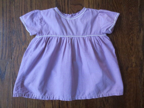 Vintage Girls Dress 1960s Lavender Gingham Cotton… - image 3