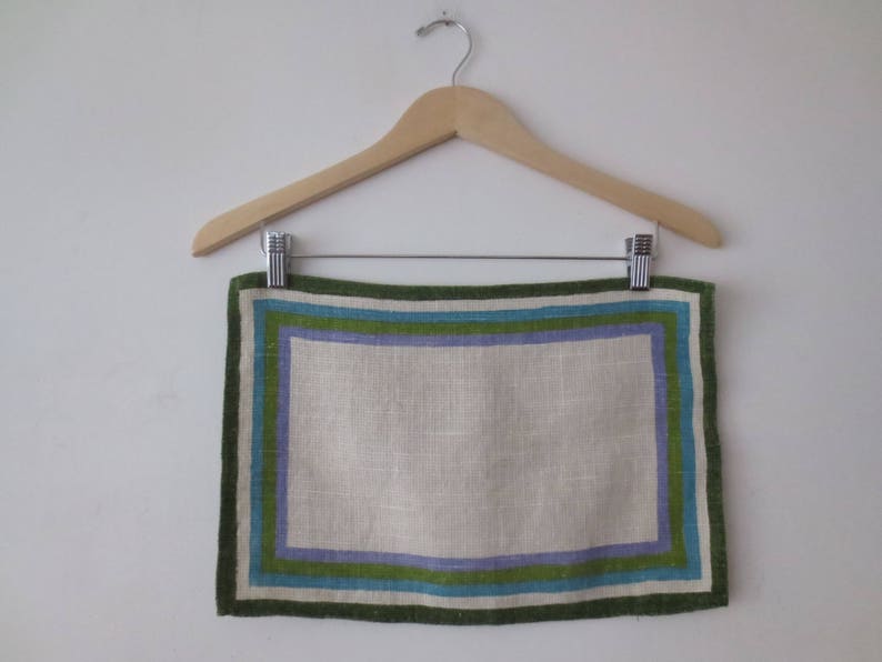 Textured Weave /& Super Rich Colors Vintage /'50s Set of 4 Simple Mid Century Mod Linen Napkins 17 x 11 inches