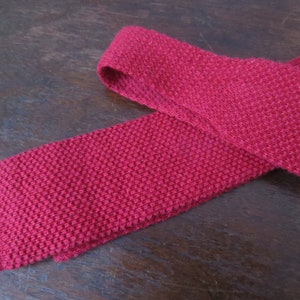 Vintage Knit Necktie 1970s Classic Collection Tie in Red Cotton Square End 2 Inches Thick image 7